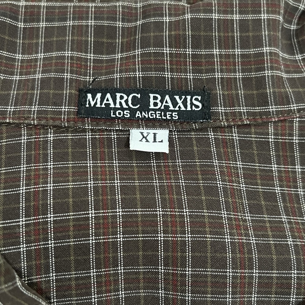 Marc Baxis Los Angeles Vintage Micro Plaid Button Short Sleeve Shirt Men Size XL - Picture 2 of 7